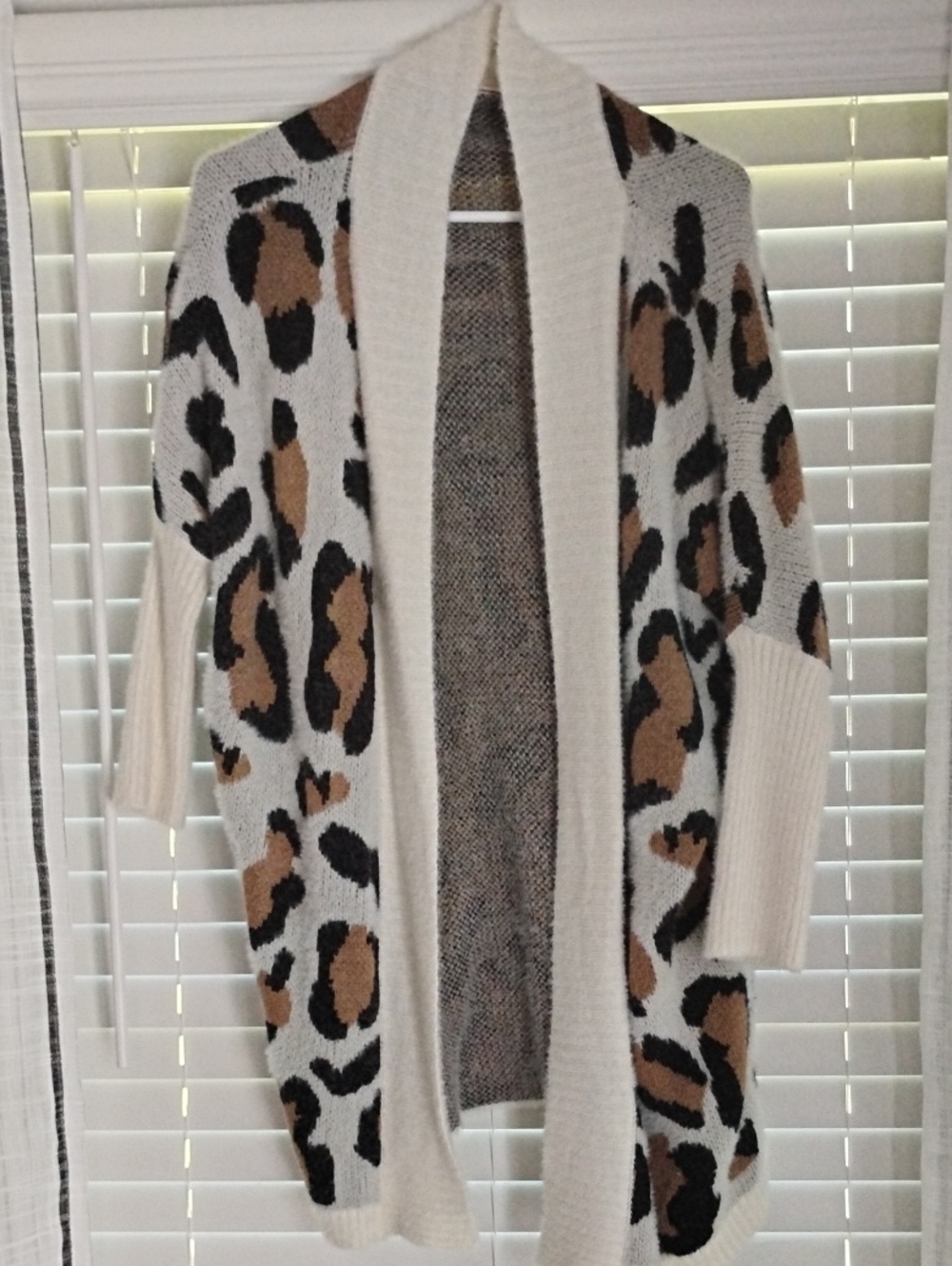 BellanBlue White & Tan Leopard Open-Front Cardigan